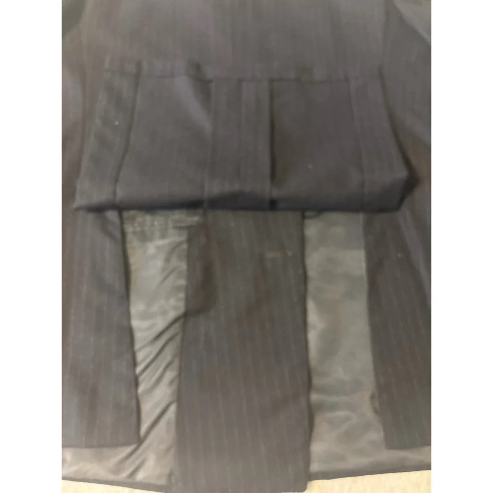 The Rhodes Pinstripe Suit Mens Navy Blue Double Breasted‎ Peak Lapel Sz 38.5R